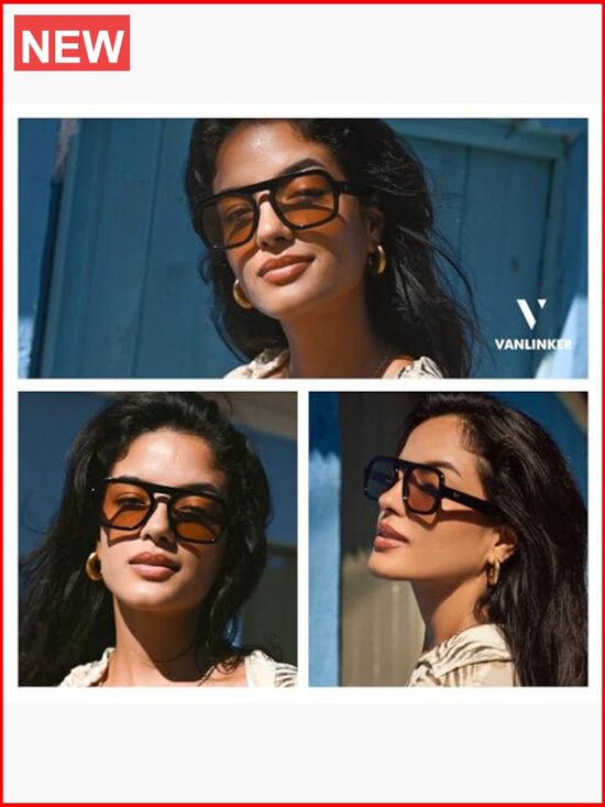 Retro Square Aviator Sunglasses with UV400 Protection - Non-Polarized main image 5